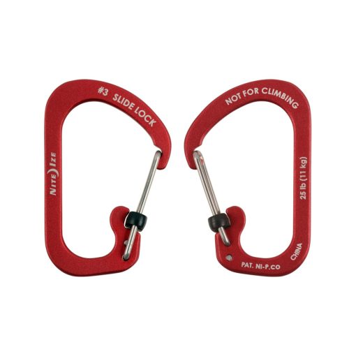 CSLA3-10-R6 SlideLock® reteszelhető alumínium karabiner #3 - Piros. Teherbírás: 11 kg.